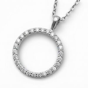 Silver Crystal Circle Necklace NEW